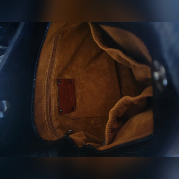 Patricia Nash Black Leather Fringe Shoulder Bag - Picture 3 of 7